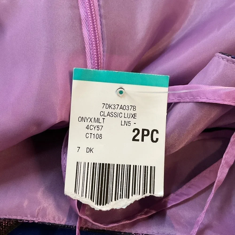 NEW Nipon Boutique Onyx Purple Metallic Floral Dress Jacket Matching Set 16